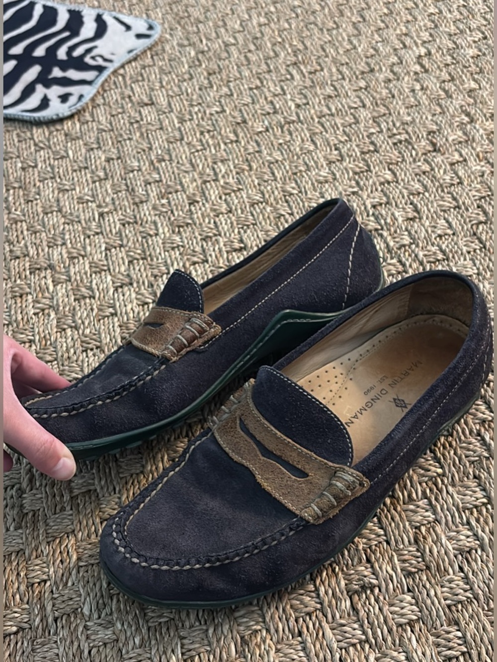Martin Dingman Mens Suede Loafers 8.5